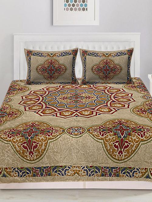 cotton double bed sheet with 2 pillow covers - 16433567 - Very Small Image - 1