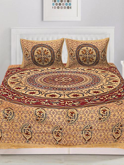 cotton double bed sheet with 2 pillow covers - 16433572 - Very Small Image - 1