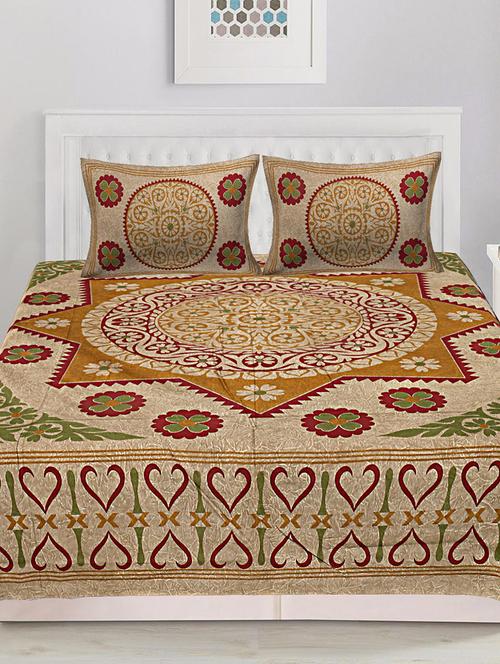 cotton double bed sheet with 2 pillow covers - 16433573 - Very Small Image - 1