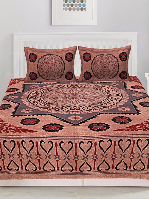 cotton double bed sheet with 2 pillow covers - 16433575 - Very Small Image - 1