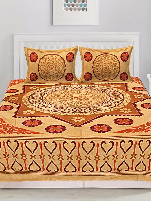 cotton double bed sheet with 2 pillow covers - 16433576 - Very Small Image - 1