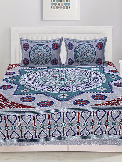cotton double bed sheet with 2 pillow covers - 16433577 - Very Small Image - 1