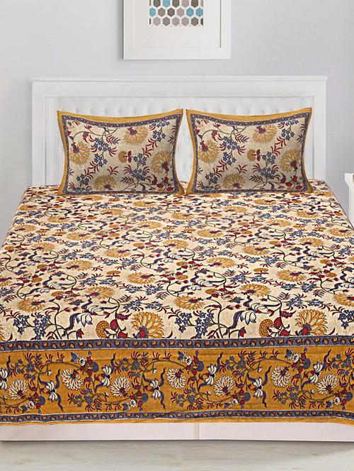 cotton double bed sheet with 2 pillow covers - 16433580 - Very Small Image - 1