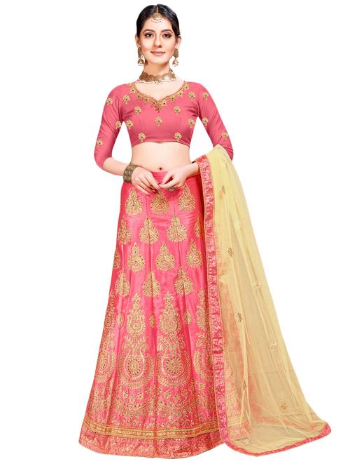 embroidered contrast lehenga - 16433788 - Very Small Image - 1