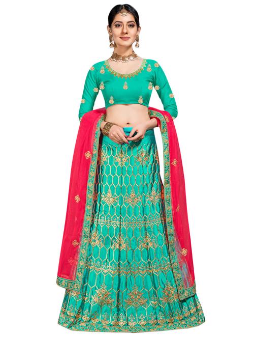 embroidered contrast lehenga - 16433792 - Very Small Image - 1
