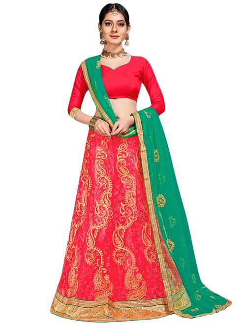 embroidered contrast lehenga - 16433793 - Very Small Image - 1
