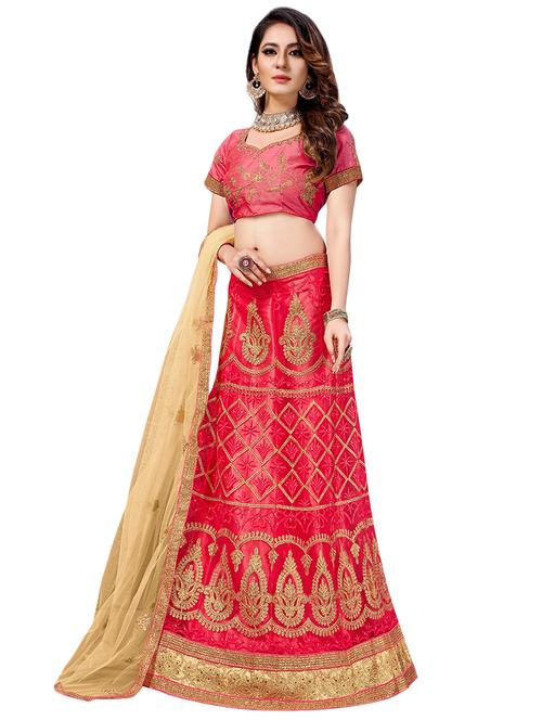 embroidered contrast lehenga - 16433796 - Very Small Image - 1