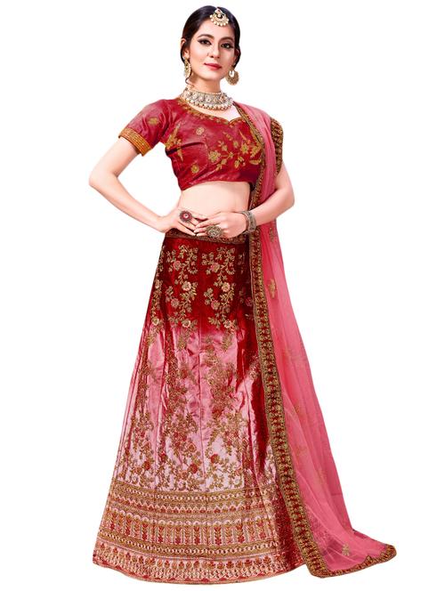 embroidered contrast lehenga - 16433798 - Very Small Image - 1