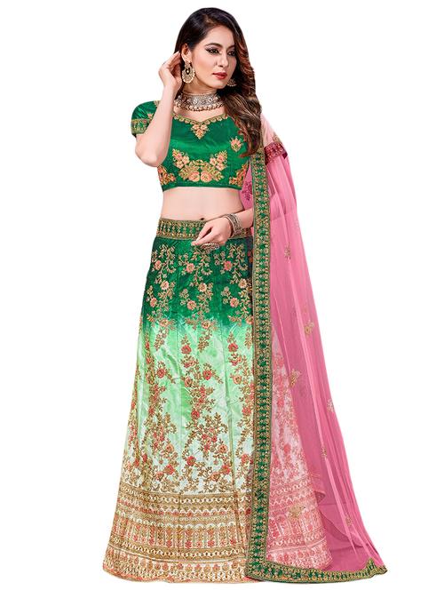 embroidered contrast lehenga - 16433799 - Very Small Image - 1