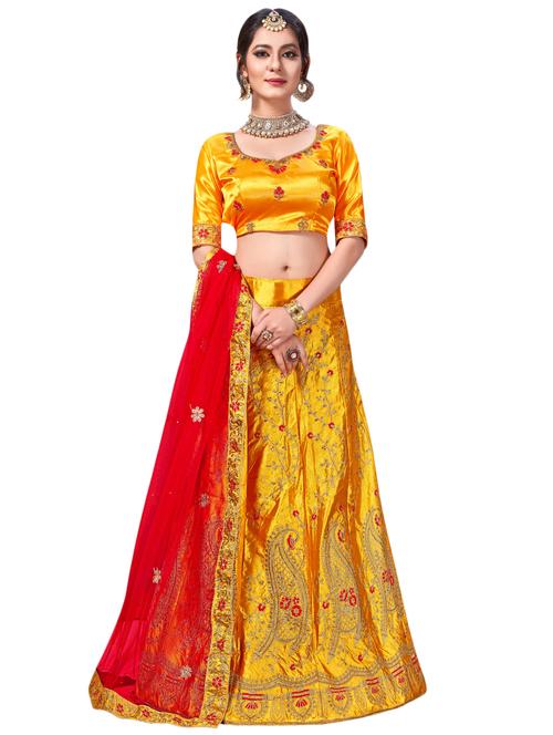 embroidered contrast lehenga - 16433804 - Very Small Image - 1