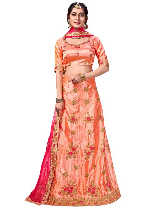 embroidered contrast lehenga - 16433806 - Very Small Image - 1