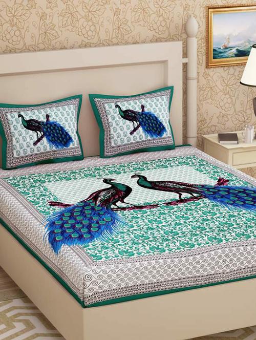 cotton printed double bedsheet with 2 pillow cover - 16434092 - Very Small Image - 1