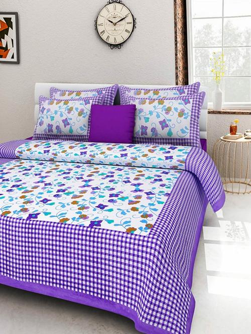 cotton printed double bedsheet with 2 pillow cover - 16434096 - Very Small Image - 1