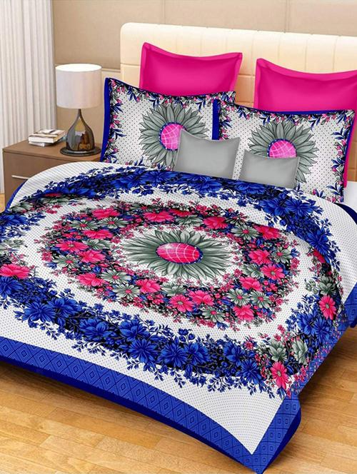 cotton printed double bedsheet with 2 pillow cover - 16434101 - Very Small Image - 1
