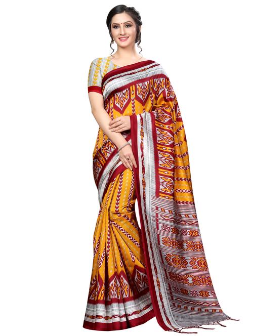 ikat printed saree with blouse - 16434666 - Very Small Image - 1