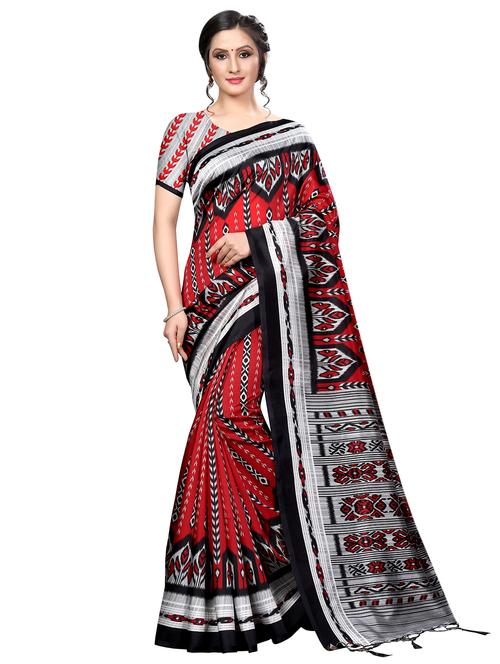 ikat printed saree with blouse - 16434667 - Very Small Image - 1