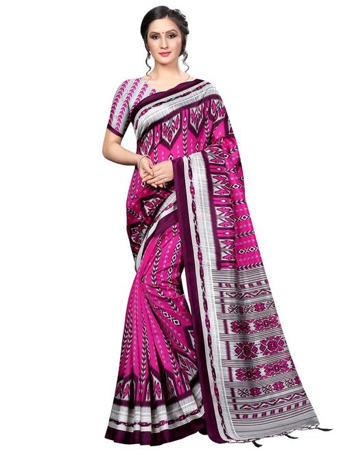 ikat printed saree with blouse - 16434668 - Very Small Image - 1
