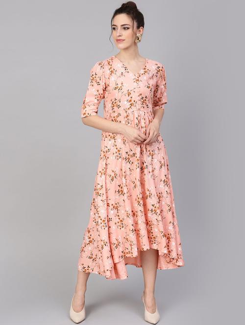 floral a-line ethnic dress - 16434830 - Very Small Image - 1