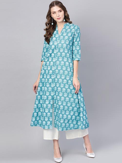 floral printed a-line kurta - 16434839 - Very Small Image - 1