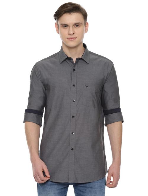 grey solid casual shirt - 16435167 - Very Small Image - 1