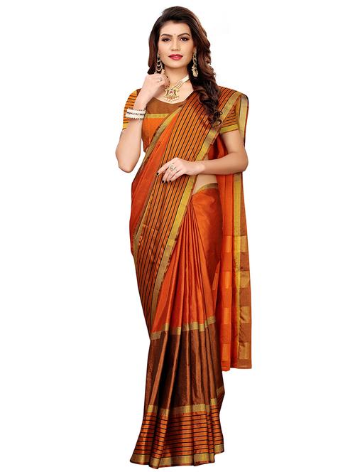solid printed saree with blouse - 16435624 - Very Small Image - 1