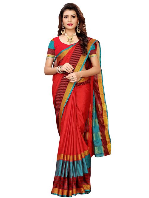 color block saree with blouse - 16435627 - Very Small Image - 1