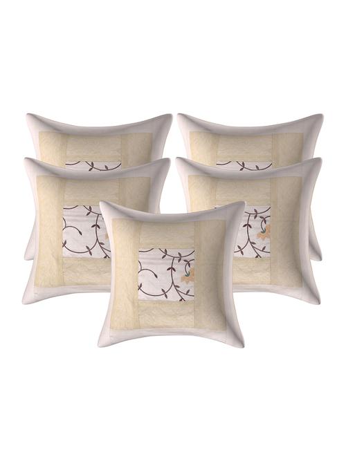 texstylers-embroidered-5 piece standard size cushion cover set-(16x16 inches),white - 16436106 - Very Small Image - 1