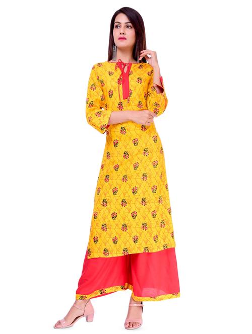 floral printed kurta palazzo set - 16436525 - Very Small Image - 1