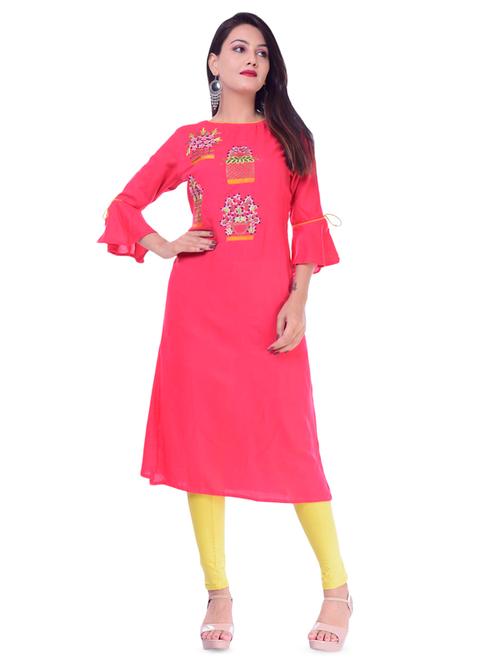 embroidered bell sleeves kurta - 16436536 - Very Small Image - 1