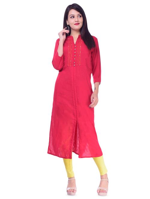 solid straight kurta - 16436547 - Very Small Image - 1