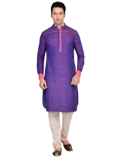 purple striped long kurta - 16436694 - Very Small Image - 1