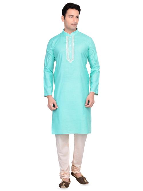 light blue solid long kurta - 16436696 - Very Small Image - 1