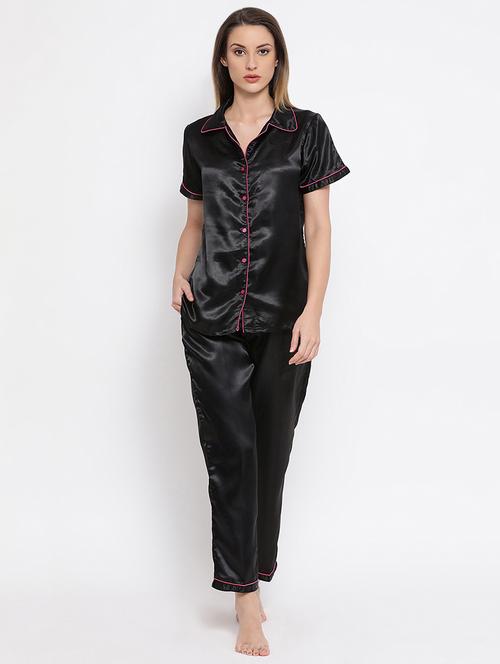 lapel neck shirt & pajama set - 16436731 - Very Small Image - 1
