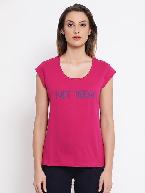 scoop neck slogan tee - 16436767 - Very Small Image - 1