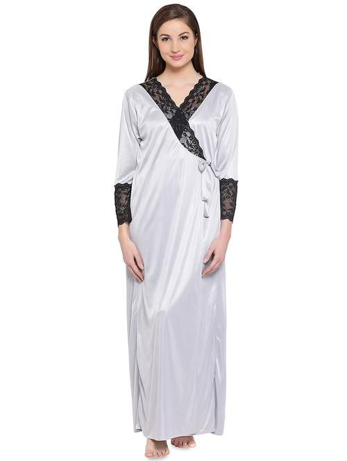 contrast lace sleepshirts & nighty set - 16436790 - Very Small Image - 1