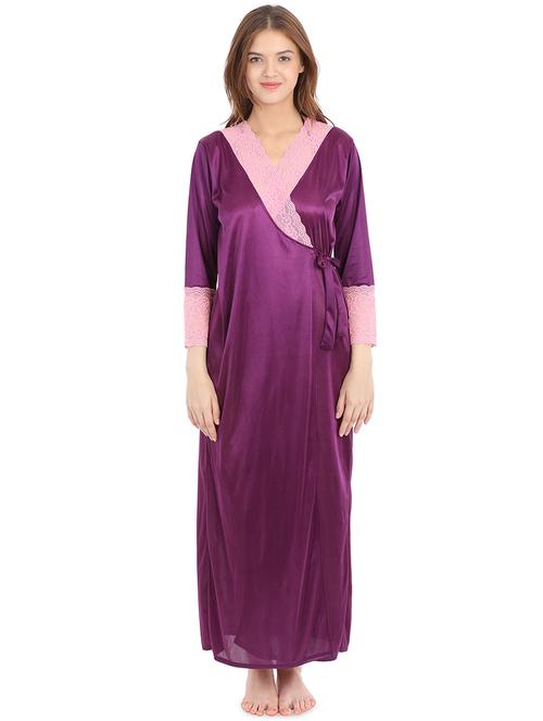 contrast lace sleepshirts & nighty set - 16436792 - Very Small Image - 1