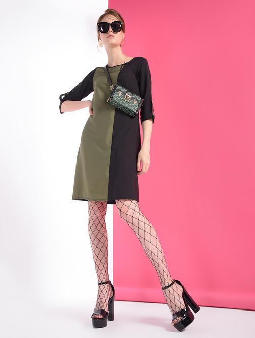 keyhole neck color block sheath dress - 16438044 - Very Small Image - 1