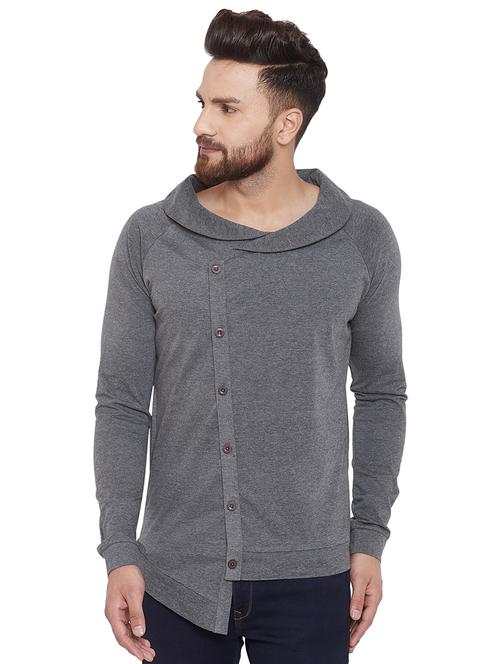 grey solid asymmetric t-shirt - 16438398 - Very Small Image - 1