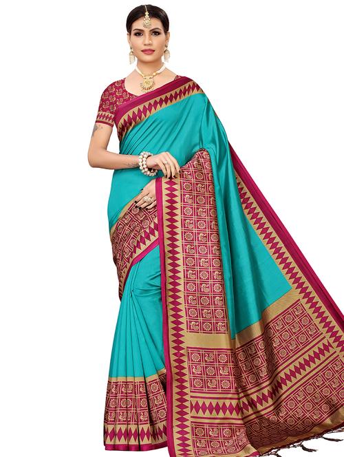 contrast banarasi saree with blouse - 16438517 - Very Small Image - 1