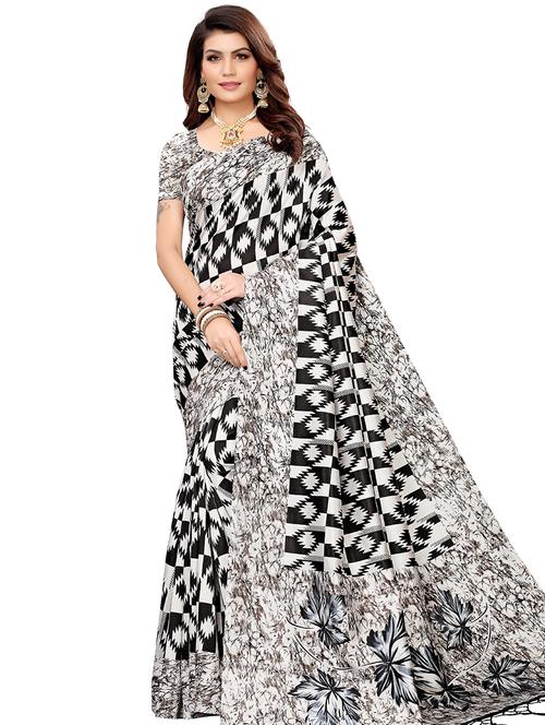 geometric printed banarasi saree with blouse - 16438518 - Very Small Image - 1