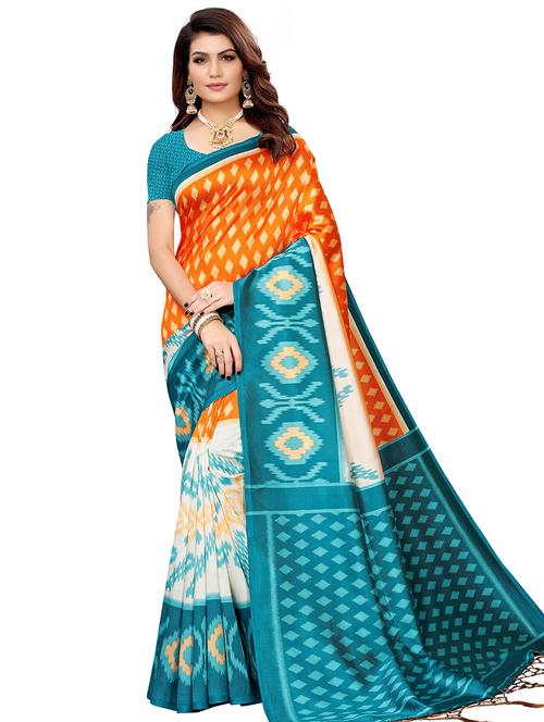 ikat banarasi saree with blouse - 16438532 - Very Small Image - 1