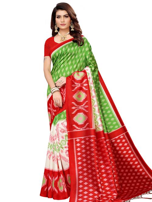 ikat banarasi saree with blouse - 16438533 - Very Small Image - 1