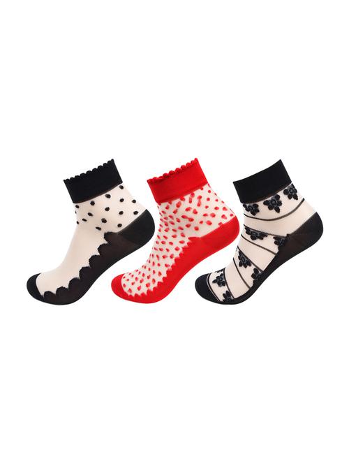 set of 3 multi colored cotton ankle length sock - 16438574 - Very Small Image - 1
