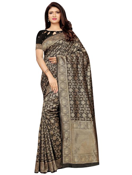 floral banarasi saree with blouse - 16438763 - Very Small Image - 1