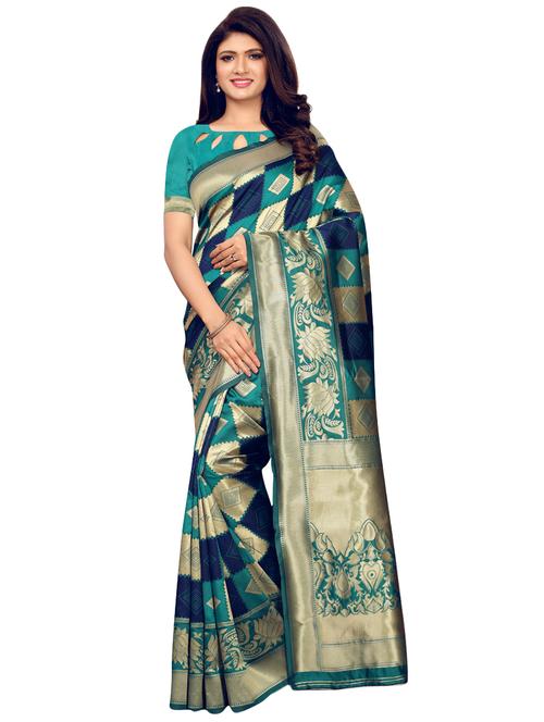 floral banarasi saree with blouse - 16438773 - Very Small Image - 1