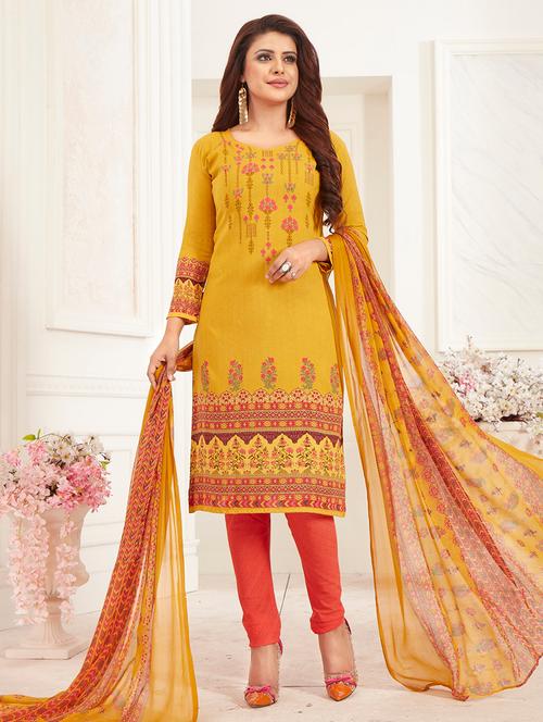 floral unstitched churidar suit set - 16440183 - Very Small Image - 1