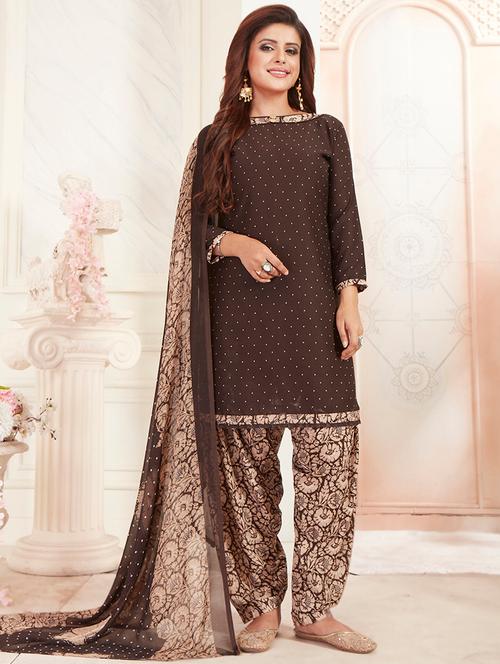 printed unstitched salwar suit set - 16440211 - Very Small Image - 1