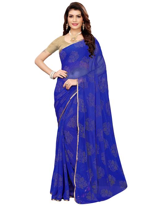 floral motifs embellished saree with blouse - 16440312 - Very Small Image - 1