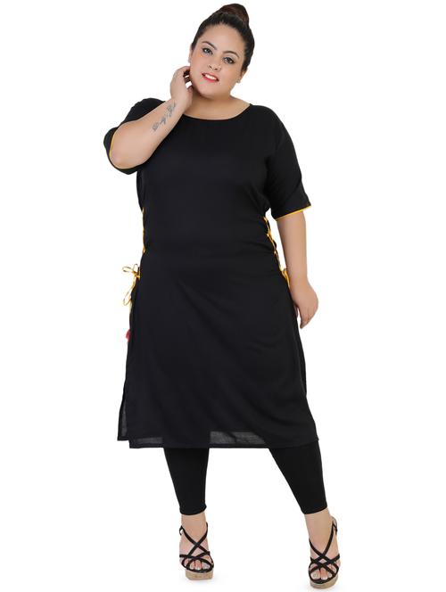 contrast drawstrings a-line kurta - 16440468 - Very Small Image - 1