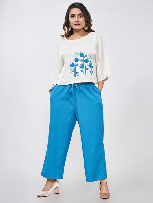 embroidered kurta palazzo set - 16440725 - Very Small Image - 1